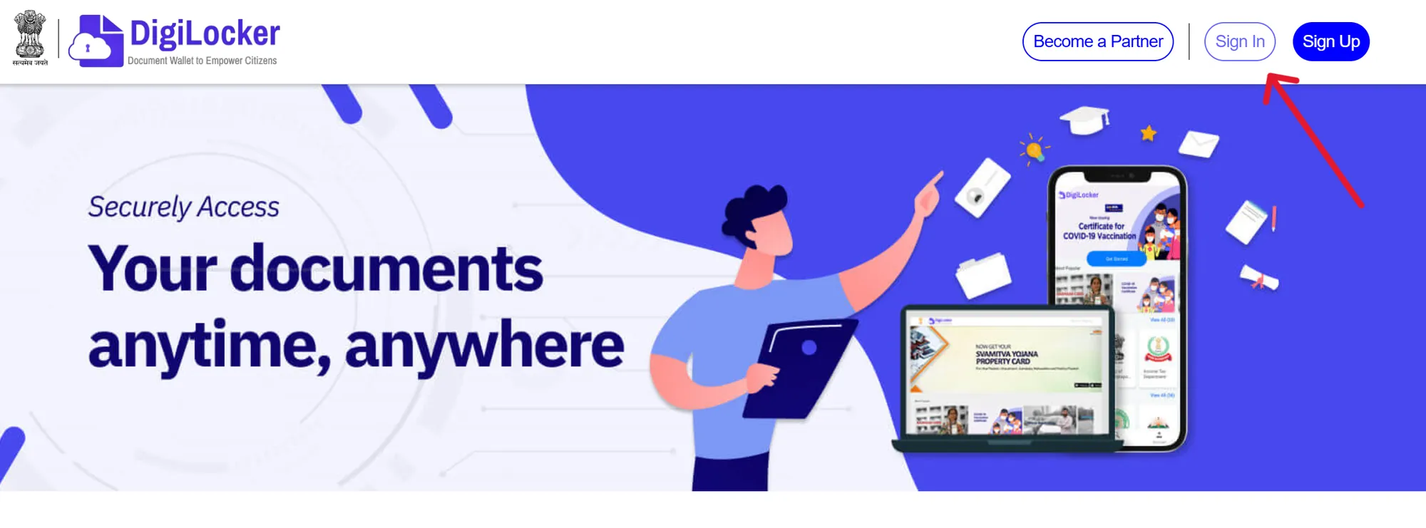 DigiLocker sign in screenshot