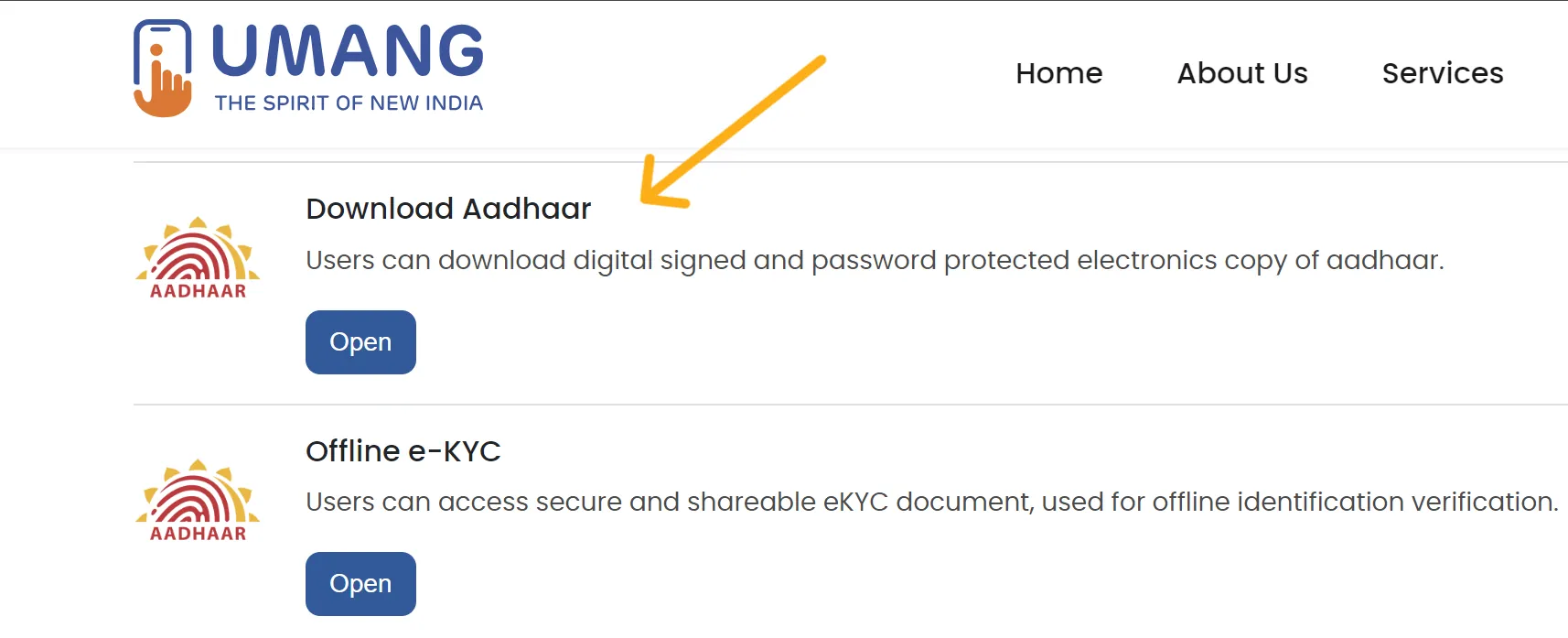 Download e-Aadhaar on UMANG screenshot