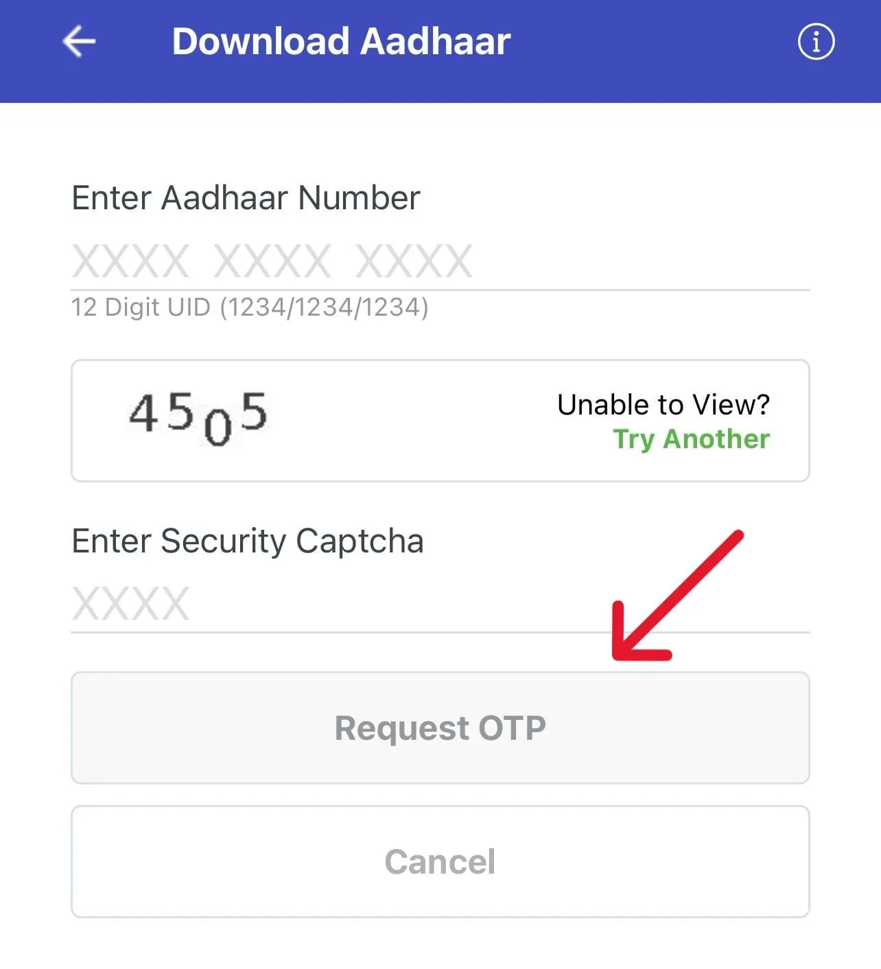 Enter details to download Aadhaar screenshot